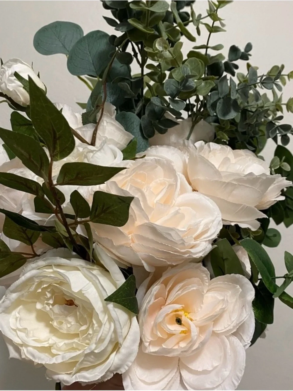 Bridal Wedding Bouquet Cream Blush White Faux Floral Greenery - NEW Final Sale